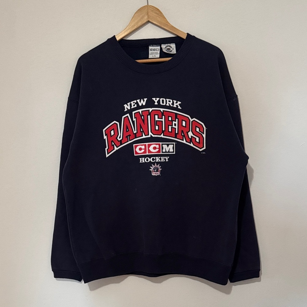 Vintage New York Rangers Crewneck / Large / NHL / CCM / Distressed